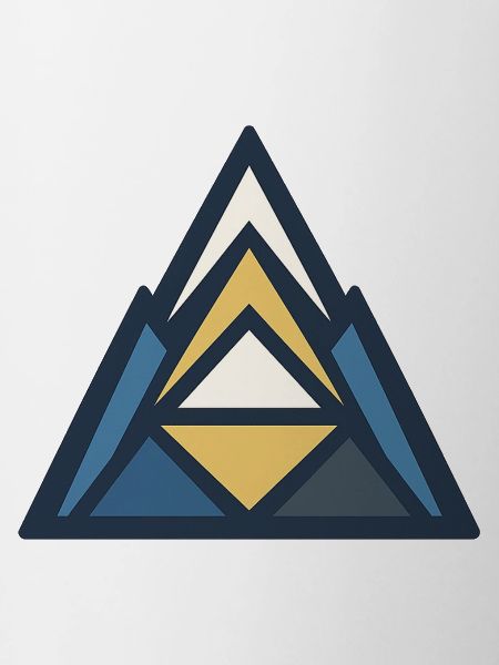Geometric mountain peak in blue