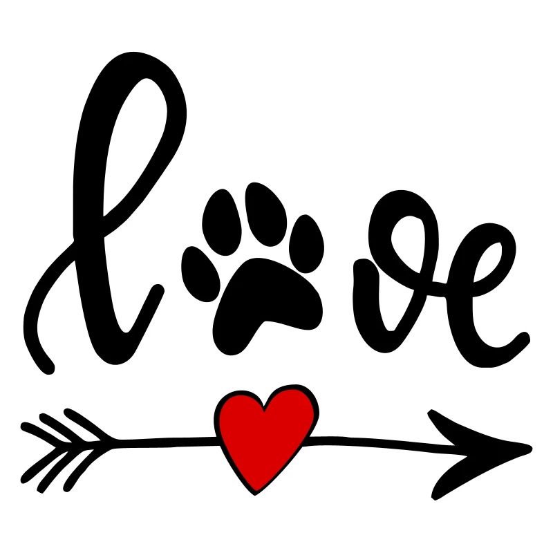 L’amour avec la patte de chien - flèche avec coeur