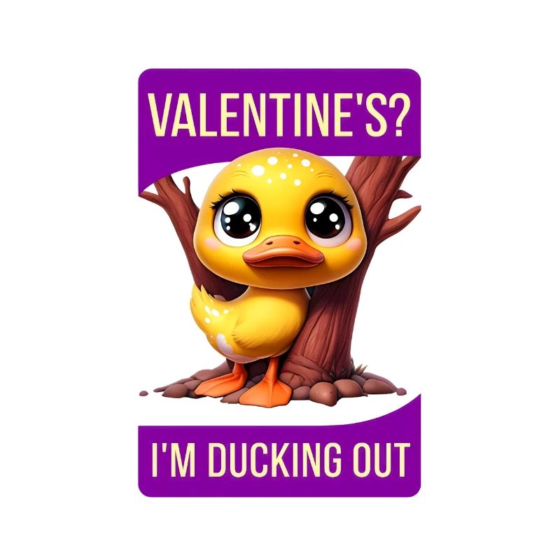 Whimsical Cartoon Duck Hiding Behind Tree valentin