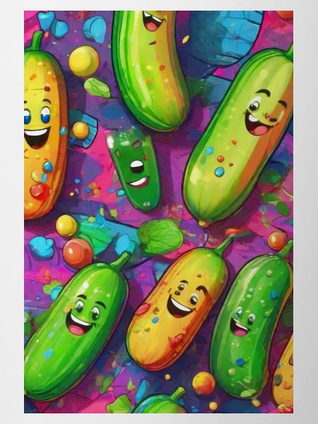 Gurken, Gurke, Graffiti,lachende Gurken, bunt