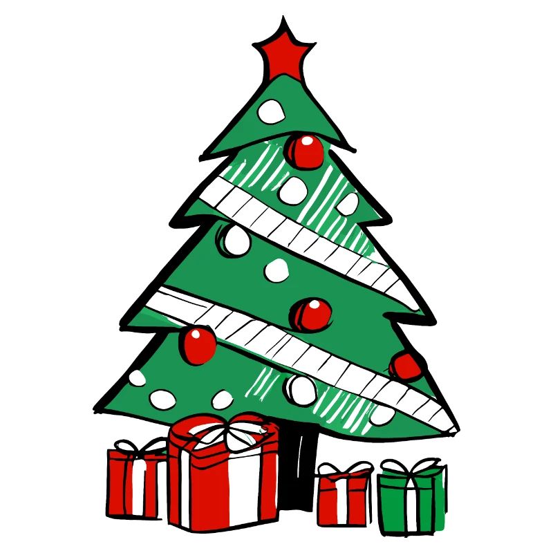 Weihnachtsbaum und Geschenke.