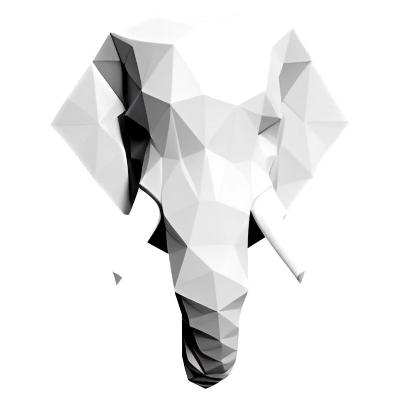 Polygon Design Elefant Tierkopf schwarz weiß