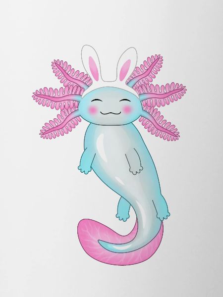 Easter axolotl with bunny ears
