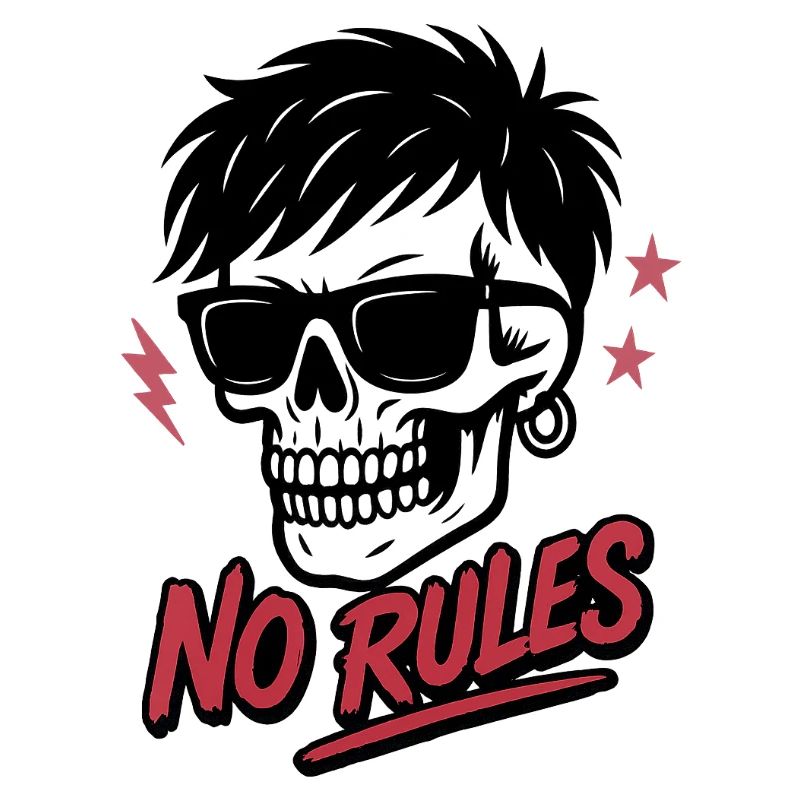 Edgy Skull with Sunglasses and No Rules Text