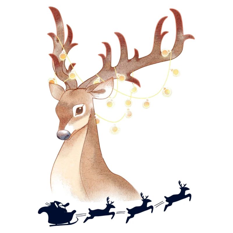 Lights deer in the winter forest
