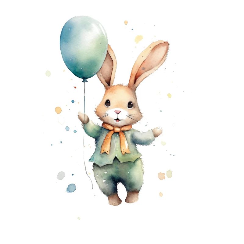 Lapin, suspendu à l’aquarelle, vert pastel, bébé