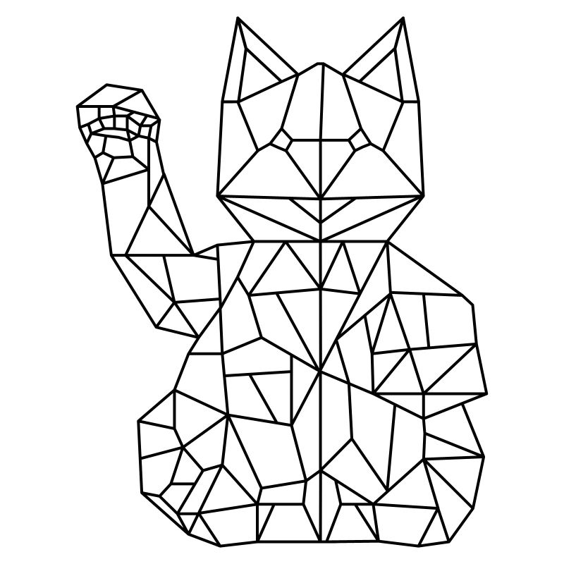 Fortune Cat Maneki-neko Polygon