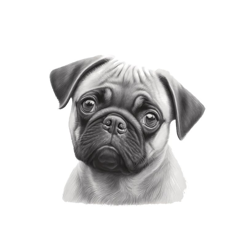 Pug stencil design white and black