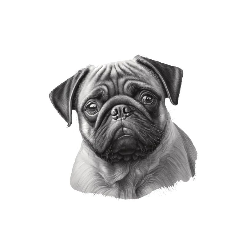 Pug stencil design white and black