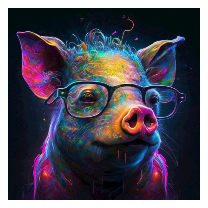 Colored pig with glasses, unique design