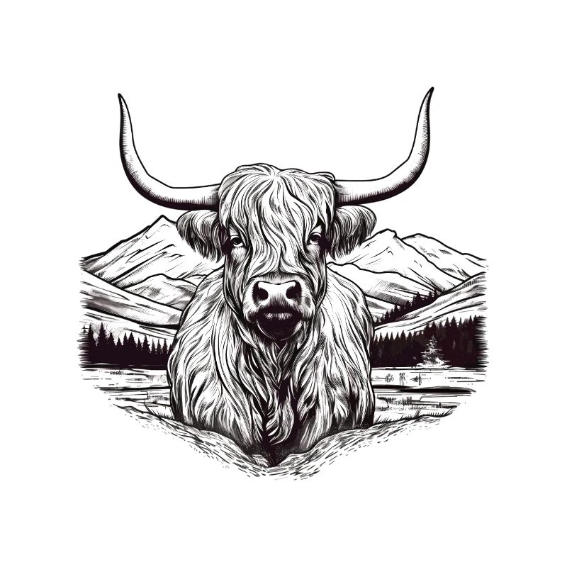 Paysage rustique de vaches écossaises des Highlands et