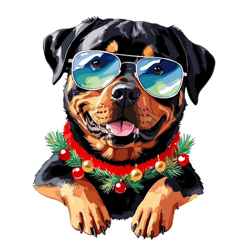 Rottweiler Aquarelle de Noël