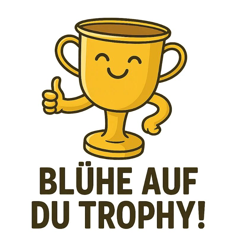 Happy trophy mug with saying
