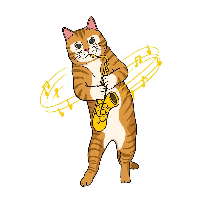 Cat with saxophone saxophone player