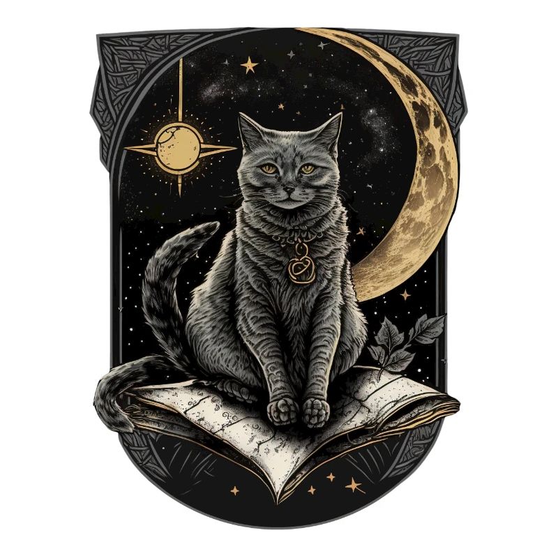 La carte du Tarot de la Lune Rituel Occulte du Chat Céleste