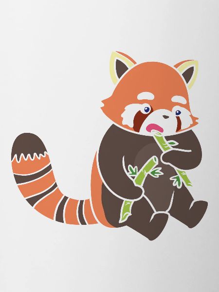 A red panda eats bamboo.