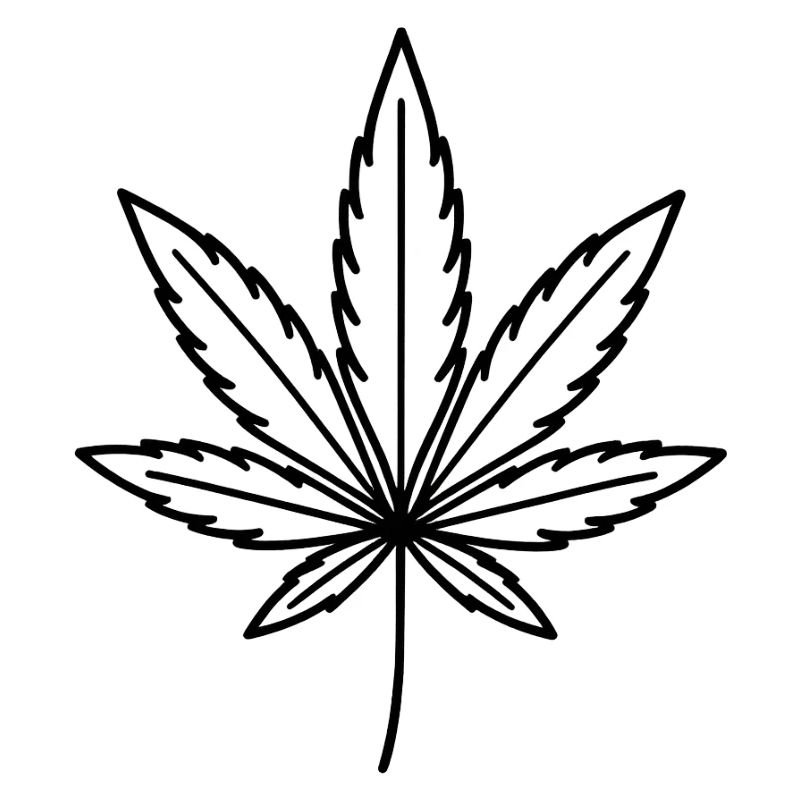 Line Art Cannabis Leaf