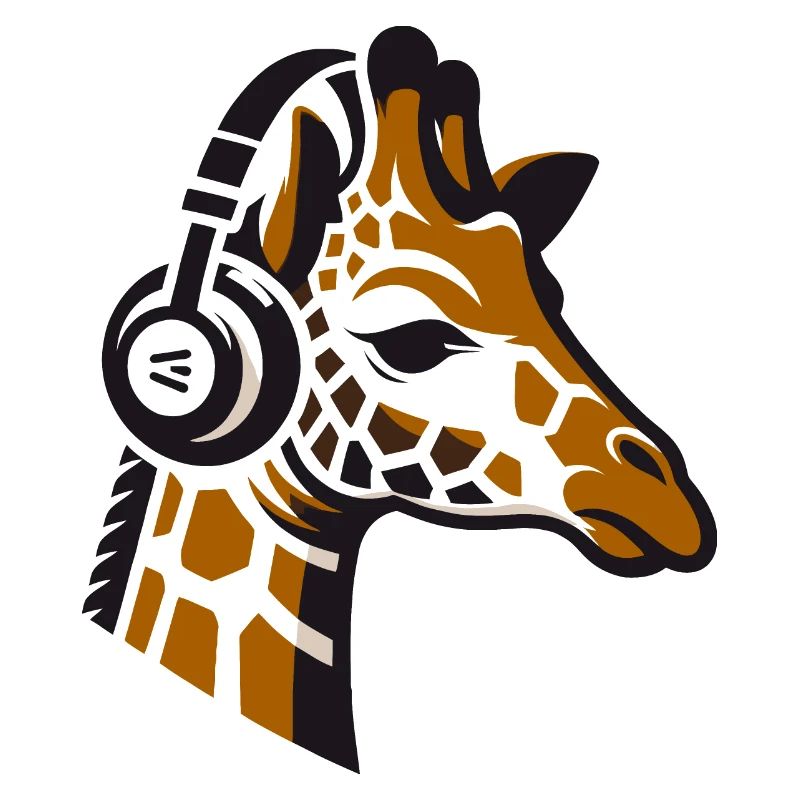 Giraffe mit Kopfhörern