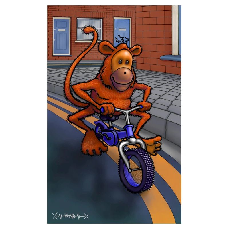 Monkey on a bicycle