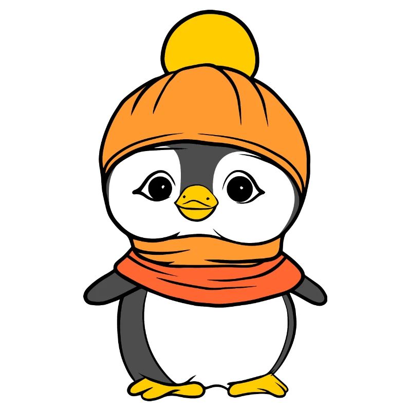 Pingouin avec bonnet et écharpe