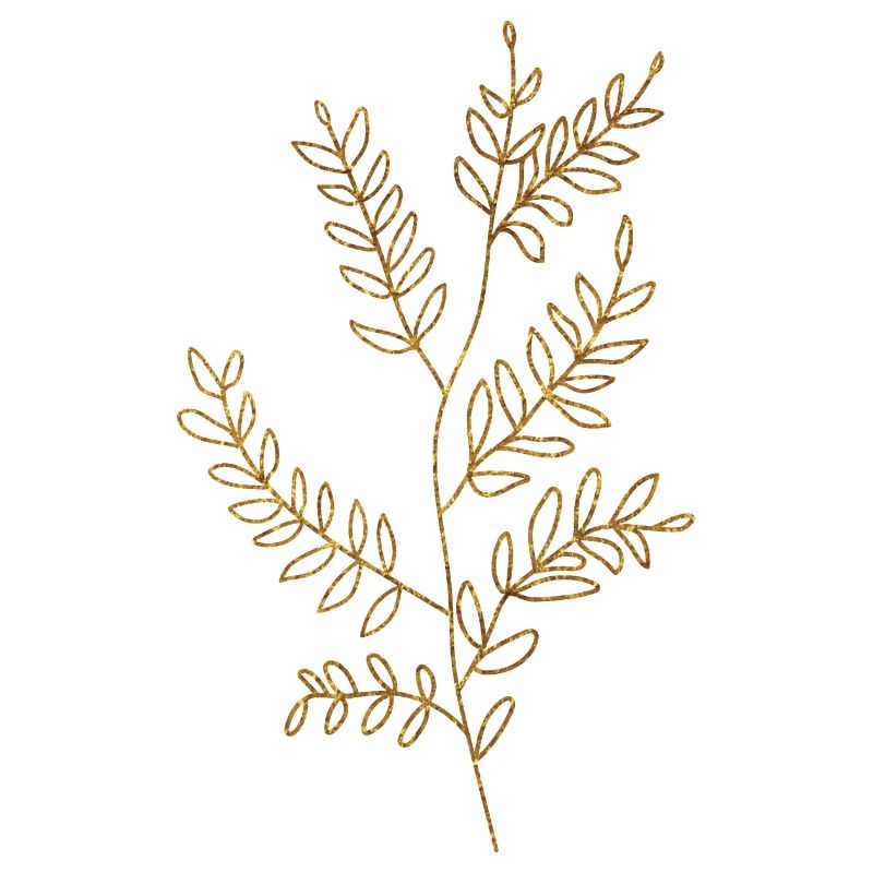 Gold Foliage Flora Line Art