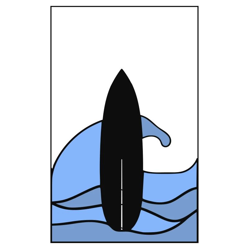 T-Shirt Surf Board with Wave in Frame