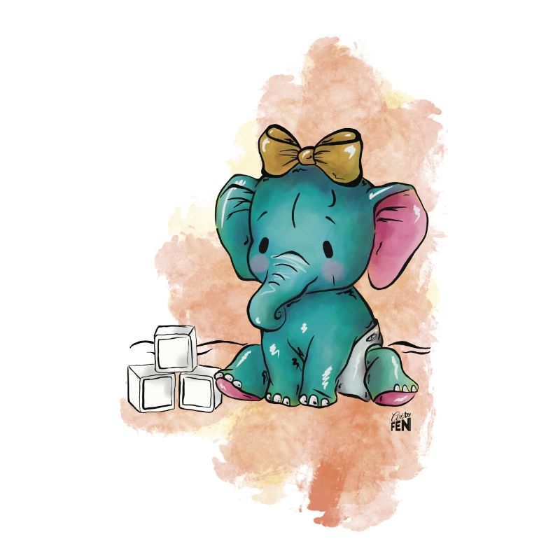 Eléphant avec des cubes