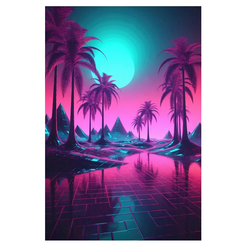 Eine surreale kosmische Synthwave Retrowave Nacht