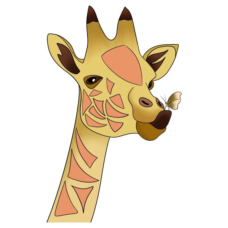 Giraffe mit Schmetterling