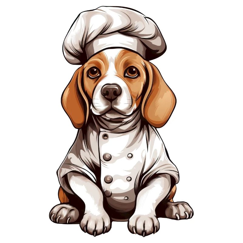 Chien Beagle avec chapeau de chef - Design mignon