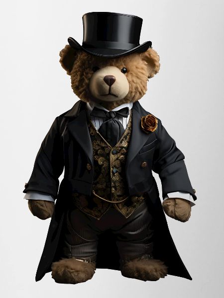 Plush bear in black tailcoat
