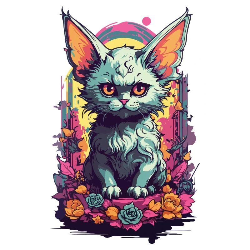 Gothic Dämon Katze in Pastell Mystisches Design