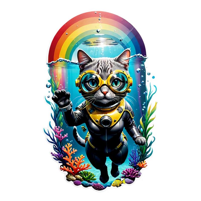 chat faisant de la plongée