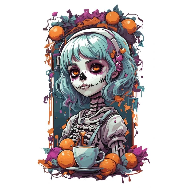 Goth e-Girl Skull Dia de Muertos Kaffee Design