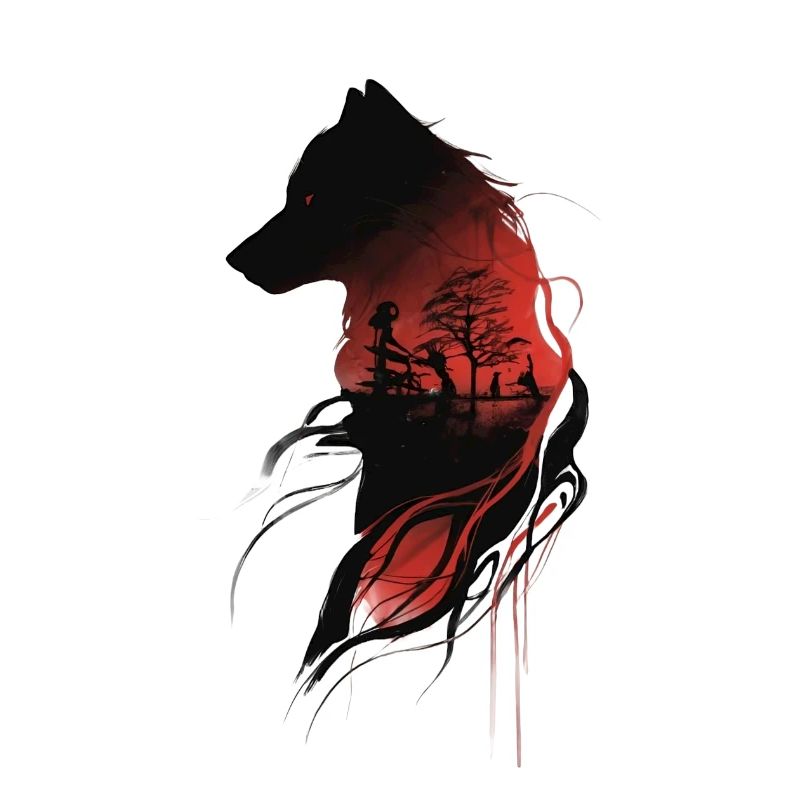 BLACK & RED BRAVE WOLF
