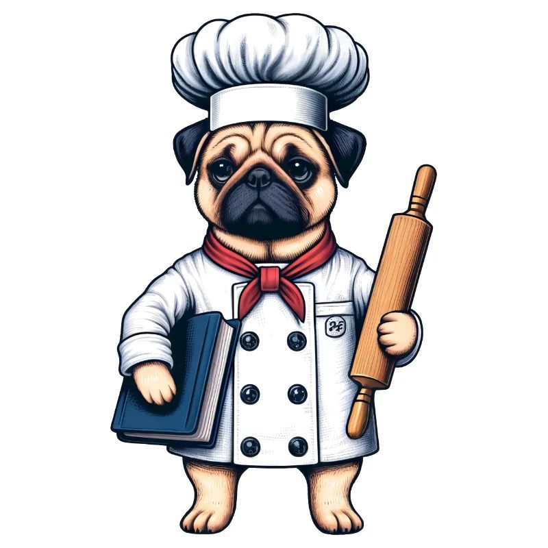 Chef-Koch Mops in der Küche