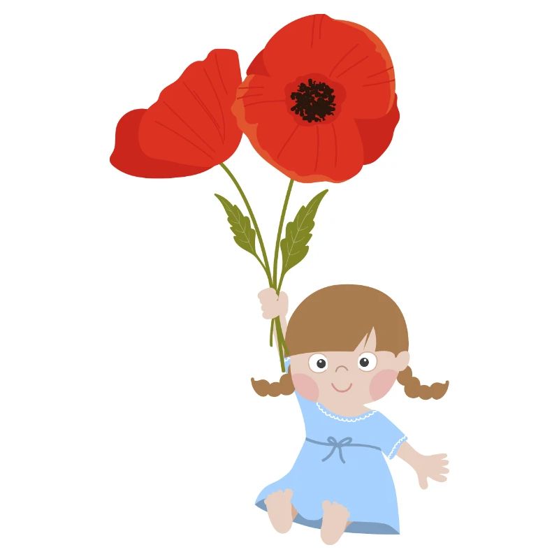 Kleines Mädchen mit Mohnblumen