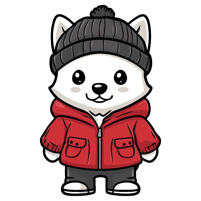 Chien Samoyède Hiver