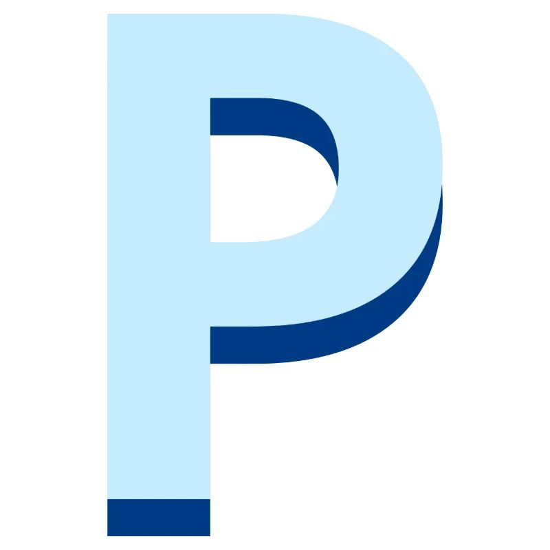 Lettre p bleu pop et moderne