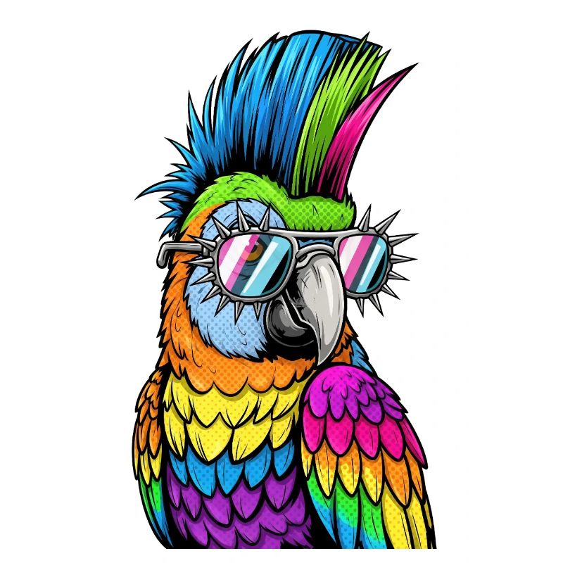 Farbenfroher Disco-Parrot mit Sonnenbrille