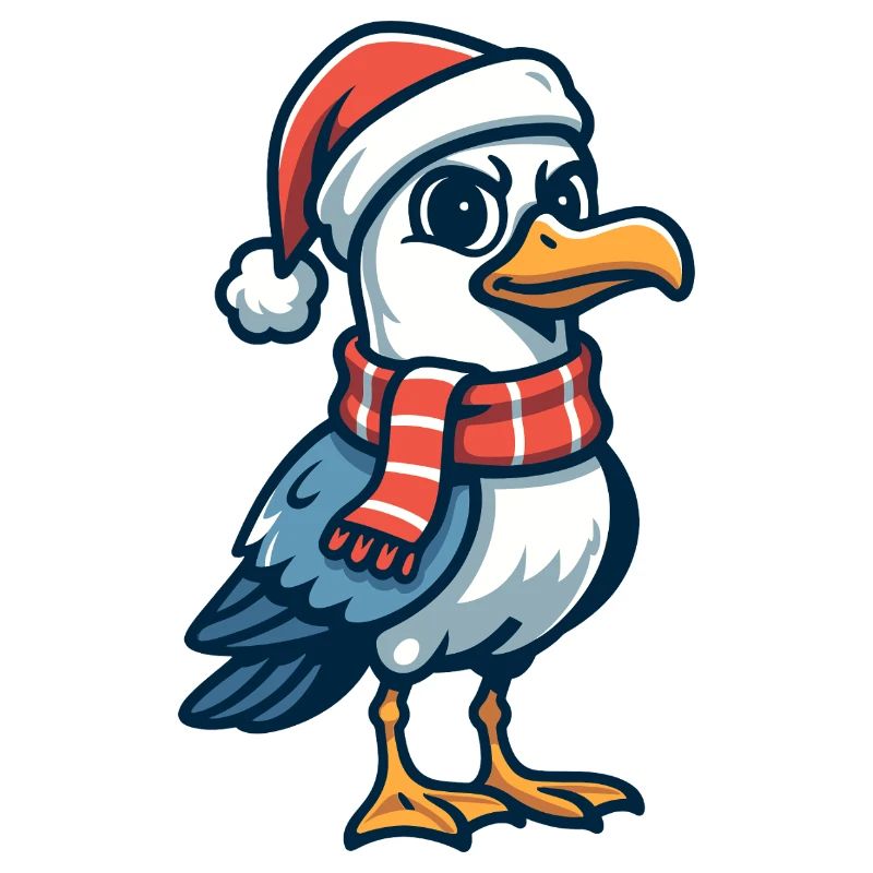 Mouette avec chapeau de Noël