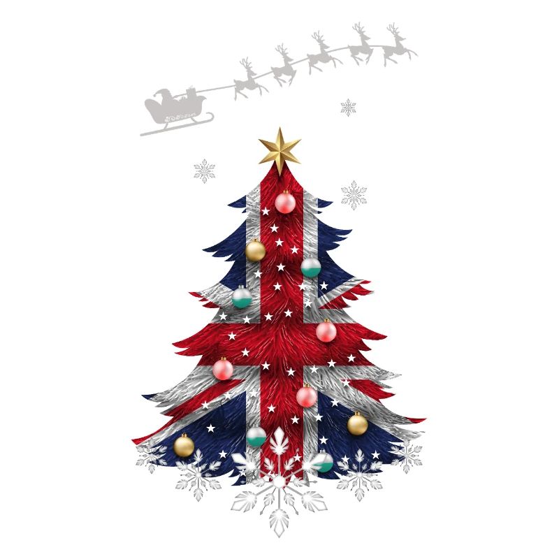 Sapin de Noël avec drapeau du Royaume-Uni