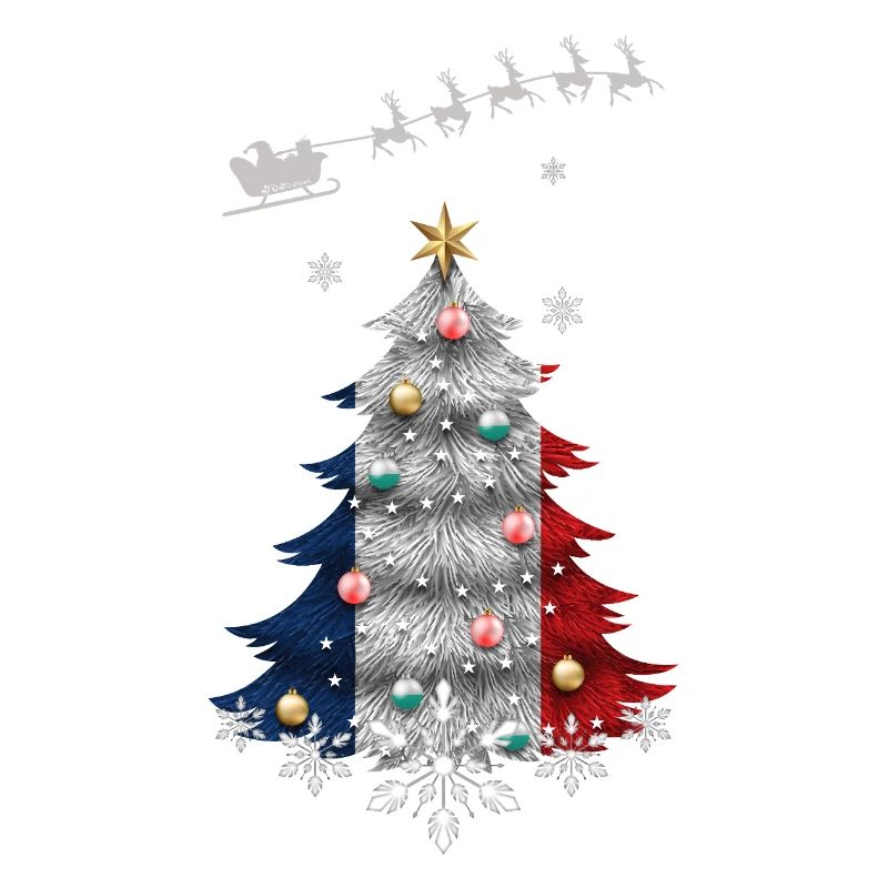 Weihnachtsbaum mit Frankreich-Flagge
