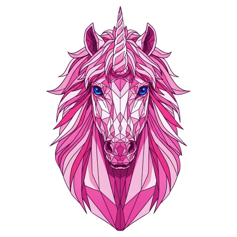 Licorne rose polygonale