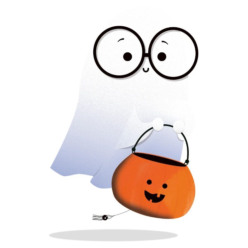 Ghost with pumpkin basket