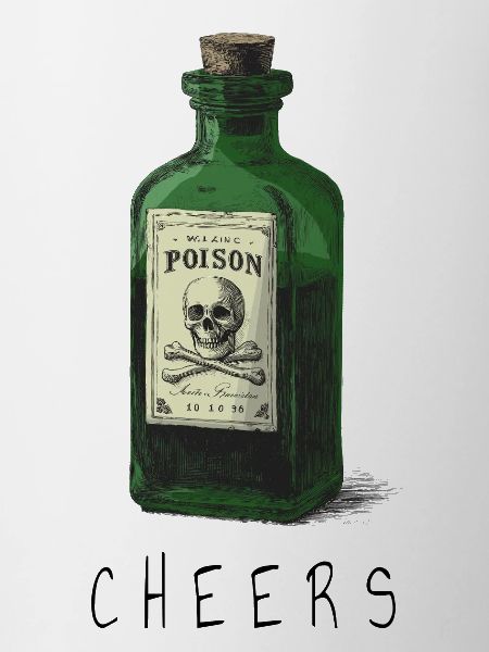 Green poison bottle with skull