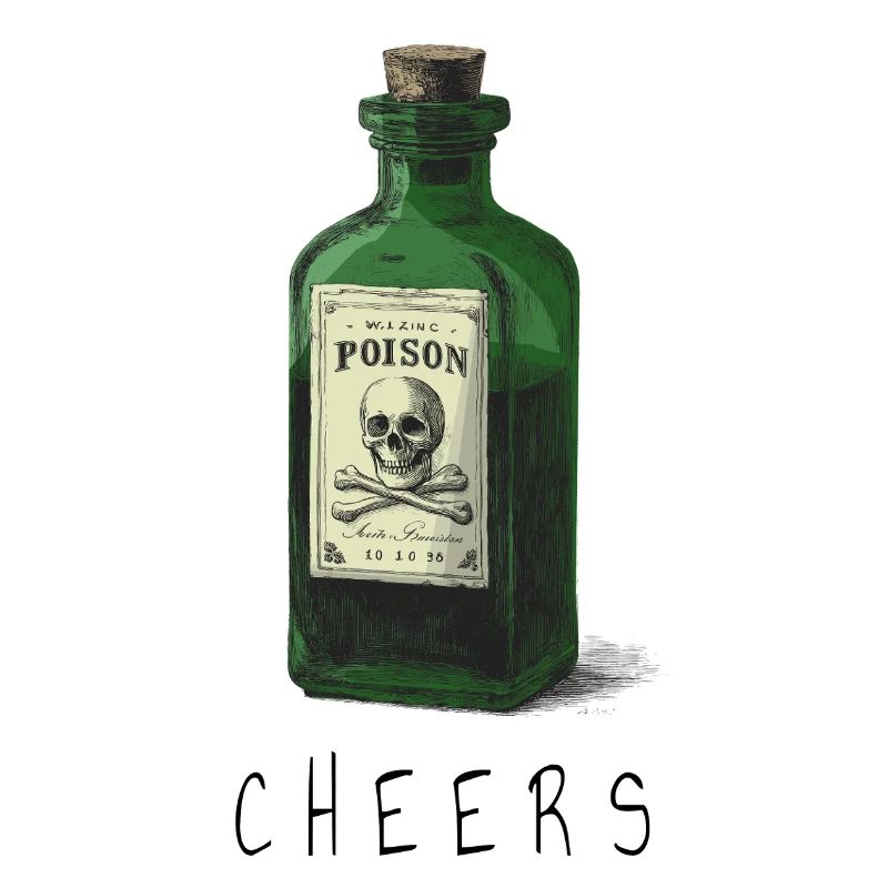 Bouteille de poison verte avec crâne