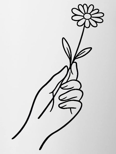 Ligne de main avec fleur