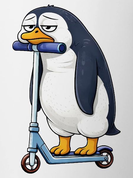 Cute Penguin Scooter Lonely Boredom