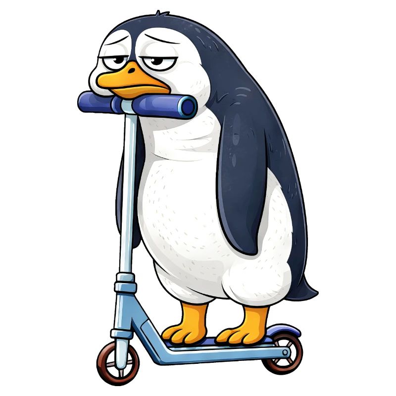Cute Penguin Scooter Lonely Boredom